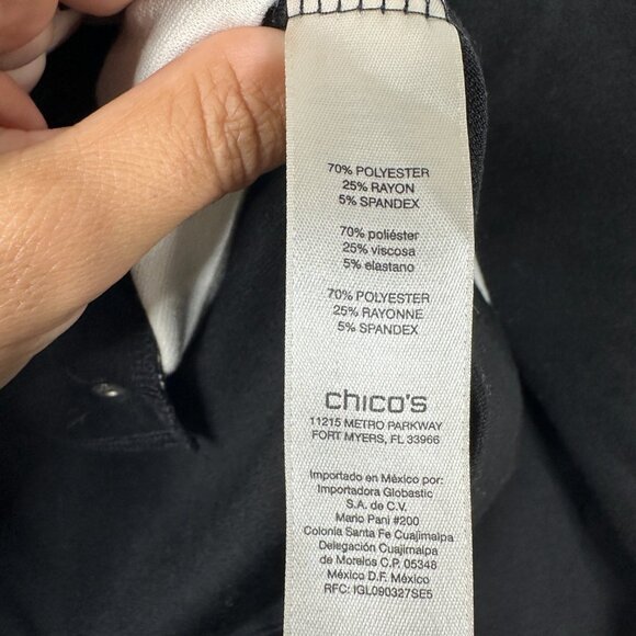 Chico's Weekends Sporty Full Zip Track Jacket Colorblock Black White 12 #BAG10 - Picture 5 of 8